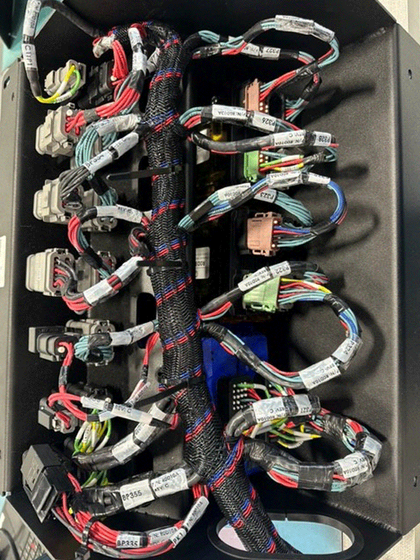 An image of an automotive harness with multiple branches. Precision Cables. 